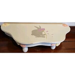 Spring Easter White Wood Painted Floral Centerpiece Antique Upcycled Table Riser